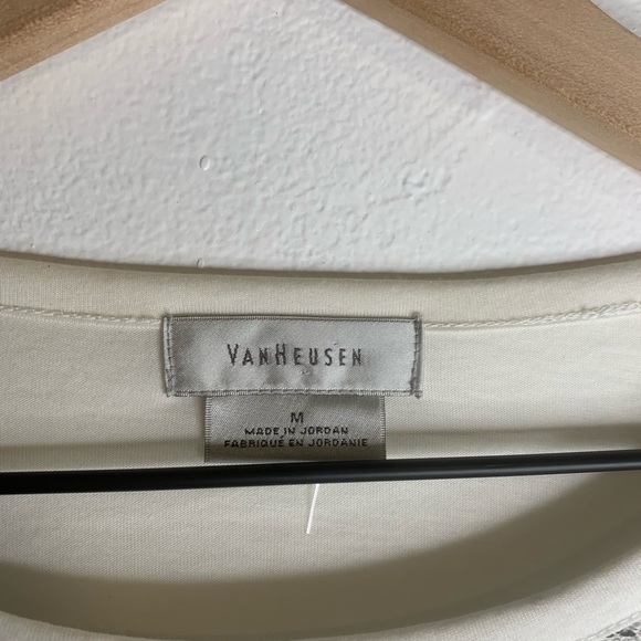 Van Heusen 3/4 Sleeves White and Grey Top Medium - Picture 5 of 8